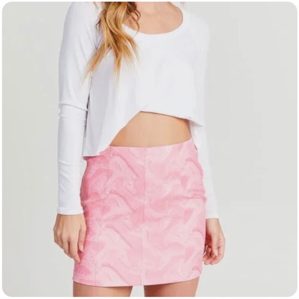 Altar’d State Aria Barbiecore Pink Mini Skirt, NWT, S